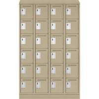 Clean Line Lockerette , 6 -tier, Bank of 4, 48" x 18" x 82", Steel, Beige, Rivet (Assembled) Equipex