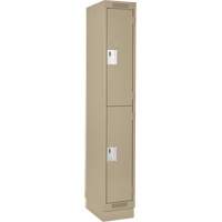 Clean Line Lockers, 2 -tier, 12" x 18" x 76", Steel, Beige, Rivet (Assembled) Equipex
