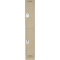 Clean Line Lockers, 2 -tier, 12" x 18" x 76", Steel, Beige, Rivet (Assembled) Equipex