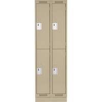 Clean Line Lockers, 2 -tier, Bank of 2, 24" x 18" x 76", Steel, Beige, Rivet (Assembled) Equipex