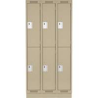 Clean Line Lockers, 2 -tier, Bank of 3, 36" x 18" x 76", Steel, Beige, Rivet (Assembled) Equipex