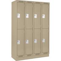 Clean Line Lockers, 2 -tier, Bank of 4, 48" x 18" x 76", Steel, Beige, Rivet (Assembled) Equipex