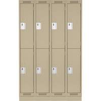 Clean Line Lockers, 2 -tier, Bank of 4, 48" x 18" x 76", Steel, Beige, Rivet (Assembled) Equipex