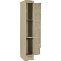 Clean Line Lockers, 3 -tier, Bank of 4, 48" x 18" x 76", Steel, Beige, Rivet (Assembled) Equipex