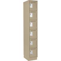 Clean Line Lockerette, 6 -tier, 12" x 18" x 76", Steel, Beige, Rivet (Assembled) Equipex