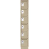 Clean Line Lockerette, 6 -tier, 12" x 18" x 76", Steel, Beige, Rivet (Assembled) Equipex