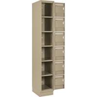 Clean Line Lockerette, 6 -tier, Bank of 3, 36" x 18" x 76", Steel, Beige, Rivet (Assembled) Equipex