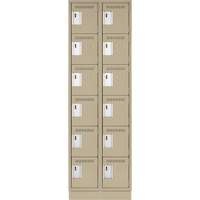 Clean Line Lockerette, 6 -tier, Bank of 2, 24" x 18" x 76", Steel, Beige, Rivet (Assembled) Equipex