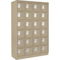Clean Line Lockerette, 6 -tier, Bank of 4, 48" x 18" x 76", Steel, Beige, Rivet (Assembled) Equipex