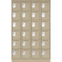 Clean Line Lockerette, 6 -tier, Bank of 4, 48" x 18" x 76", Steel, Beige, Rivet (Assembled) Equipex