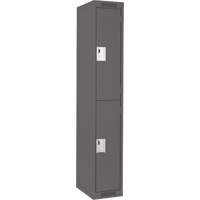 Clean Line Lockers, 2 -tier, 12" x 18" x 72", Steel, Charcoal, Rivet (Assembled) Equipex