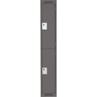 Clean Line Lockers, 2 -tier, 12" x 18" x 72", Steel, Charcoal, Rivet (Assembled) Equipex