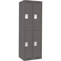 Clean Line Lockers, 2 -tier, Bank of 2, 24" x 18" x 72", Steel, Charcoal, Rivet (Assembled) Equipex