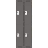 Clean Line Lockers, 2 -tier, Bank of 2, 24" x 18" x 72", Steel, Charcoal, Rivet (Assembled) Equipex