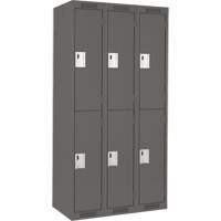 Clean Line Lockers, 2 -tier, Bank of 3, 36" x 18" x 72", Steel, Charcoal, Rivet (Assembled) Equipex