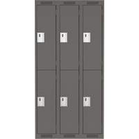 Clean Line Lockers, 2 -tier, Bank of 3, 36" x 18" x 72", Steel, Charcoal, Rivet (Assembled) Equipex