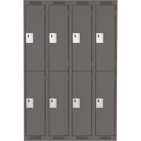 Casiers Clean Line, 2 niveaux, Bloc de 4, 48" x 18" x 72", Acier, Charbon, Rivet (assembl&eacute;) Equipex