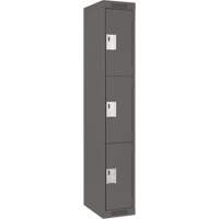 Clean Line Lockers, 3 -tier, 12" x 18" x 72", Steel, Charcoal, Rivet (Assembled) Equipex