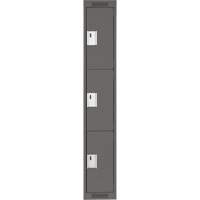 Clean Line Lockers, 3 -tier, 12" x 18" x 72", Steel, Charcoal, Rivet (Assembled) Equipex