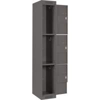 Clean Line Lockers, 3 -tier, Bank of 4, 48" x 18" x 72", Steel, Charcoal, Rivet (Assembled) Equipex