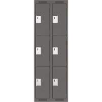 Clean Line Lockers, 3 -tier, Bank of 2, 24" x 18" x 72", Steel, Charcoal, Rivet (Assembled) Equipex
