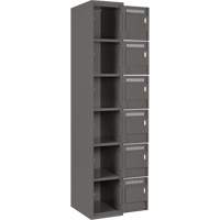 Clean Line Lockerette, 6 -tier, Bank of 3, 36" x 18" x 72", Steel, Charcoal, Rivet (Assembled) Equipex