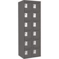 Clean Line Lockerette, 6 -tier, Bank of 2, 24" x 18" x 72", Steel, Charcoal, Rivet (Assembled) Equipex
