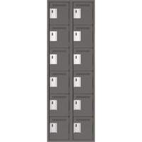 Clean Line Lockerette, 6 -tier, Bank of 2, 24" x 18" x 72", Steel, Charcoal, Rivet (Assembled) Equipex