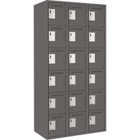 Clean Line Lockerette, 6 -tier, Bank of 3, 36" x 18" x 72", Steel, Charcoal, Rivet (Assembled) Equipex