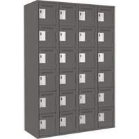 Clean Line Lockerette, 6 -tier, Bank of 4, 48" x 18" x 72", Steel, Charcoal, Rivet (Assembled) Equipex