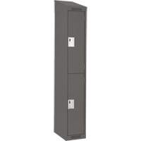 Clean Line Lockers, 2 -tier, 12" x 18" x 78", Steel, Charcoal, Rivet (Assembled) Equipex