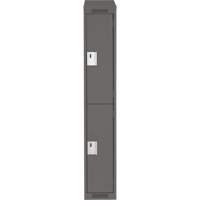 Clean Line Lockers, 2 -tier, 12" x 18" x 78", Steel, Charcoal, Rivet (Assembled) Equipex