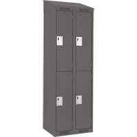 Clean Line Lockers, 2 -tier, Bank of 2, 24" x 18" x 78", Steel, Charcoal, Rivet (Assembled) Equipex