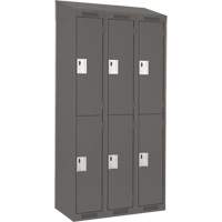 Clean Line Lockers, 2 -tier, Bank of 3, 36" x 18" x 78", Steel, Charcoal, Rivet (Assembled) Equipex