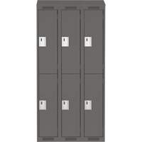 Clean Line Lockers, 2 -tier, Bank of 3, 36" x 18" x 78", Steel, Charcoal, Rivet (Assembled) Equipex