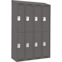 Casiers Clean Line, 2 niveaux, Bloc de 4, 48" x 18" x 78", Acier, Charbon, Rivet (assembl&eacute;) Equipex