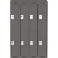Casiers Clean Line, 2 niveaux, Bloc de 4, 48" x 18" x 78", Acier, Charbon, Rivet (assembl&eacute;) Equipex