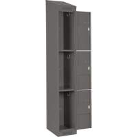 Clean Line Lockers, 3 -tier, Bank of 4, 48" x 18" x 78", Steel, Charcoal, Rivet (Assembled) Equipex