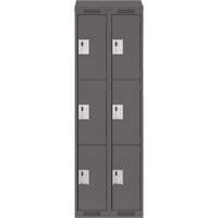 Clean Line Lockers, 3 -tier, Bank of 2, 24" x 18" x 78", Steel, Charcoal, Rivet (Assembled) Equipex