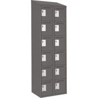 Clean Line Lockerette, 6 -tier, Bank of 2, 24" x 18" x 78", Steel, Charcoal, Rivet (Assembled) Equipex