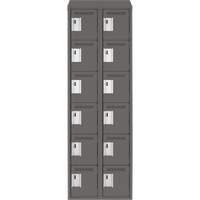 Clean Line Lockerette, 6 -tier, Bank of 2, 24" x 18" x 78", Steel, Charcoal, Rivet (Assembled) Equipex