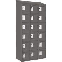 Clean Line Lockerette, 6 -tier, Bank of 3, 36" x 18" x 78", Steel, Charcoal, Rivet (Assembled) Equipex