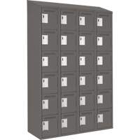 Clean Line Lockerette, 6 -tier, Bank of 4, 48" x 18" x 78", Steel, Charcoal, Rivet (Assembled) Equipex
