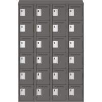 Clean Line Lockerette, 6 -tier, Bank of 4, 48" x 18" x 78", Steel, Charcoal, Rivet (Assembled) Equipex