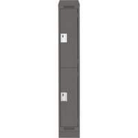 Clean Line Lockers, 2 -tier, 12" x 18" x 82", Steel, Charcoal, Rivet (Assembled) Equipex
