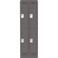 Clean Line Lockers, 2 -tier, Bank of 2, 24" x 18" x 82", Steel, Charcoal, Rivet (Assembled) Equipex