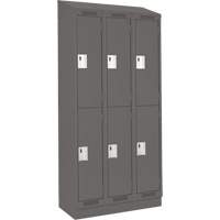 Clean Line Lockers, 2 -tier, Bank of 3, 36" x 18" x 82", Steel, Charcoal, Rivet (Assembled) Equipex