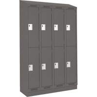 Casiers Clean Line, 2 niveaux, Bloc de 4, 48" x 18" x 82", Acier, Charbon, Rivet (assembl&eacute;) Equipex