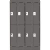 Casiers Clean Line, 2 niveaux, Bloc de 4, 48" x 18" x 82", Acier, Charbon, Rivet (assembl&eacute;) Equipex