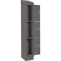 Clean Line Lockers, 3 -tier, Bank of 4, 48" x 18" x 82", Steel, Charcoal, Rivet (Assembled) Equipex